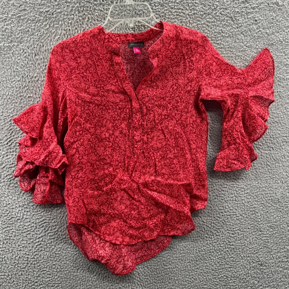 Womens Romantic Peasant Blouse XXS Floral Ruffle Sleeve Cottage Boho Feminine